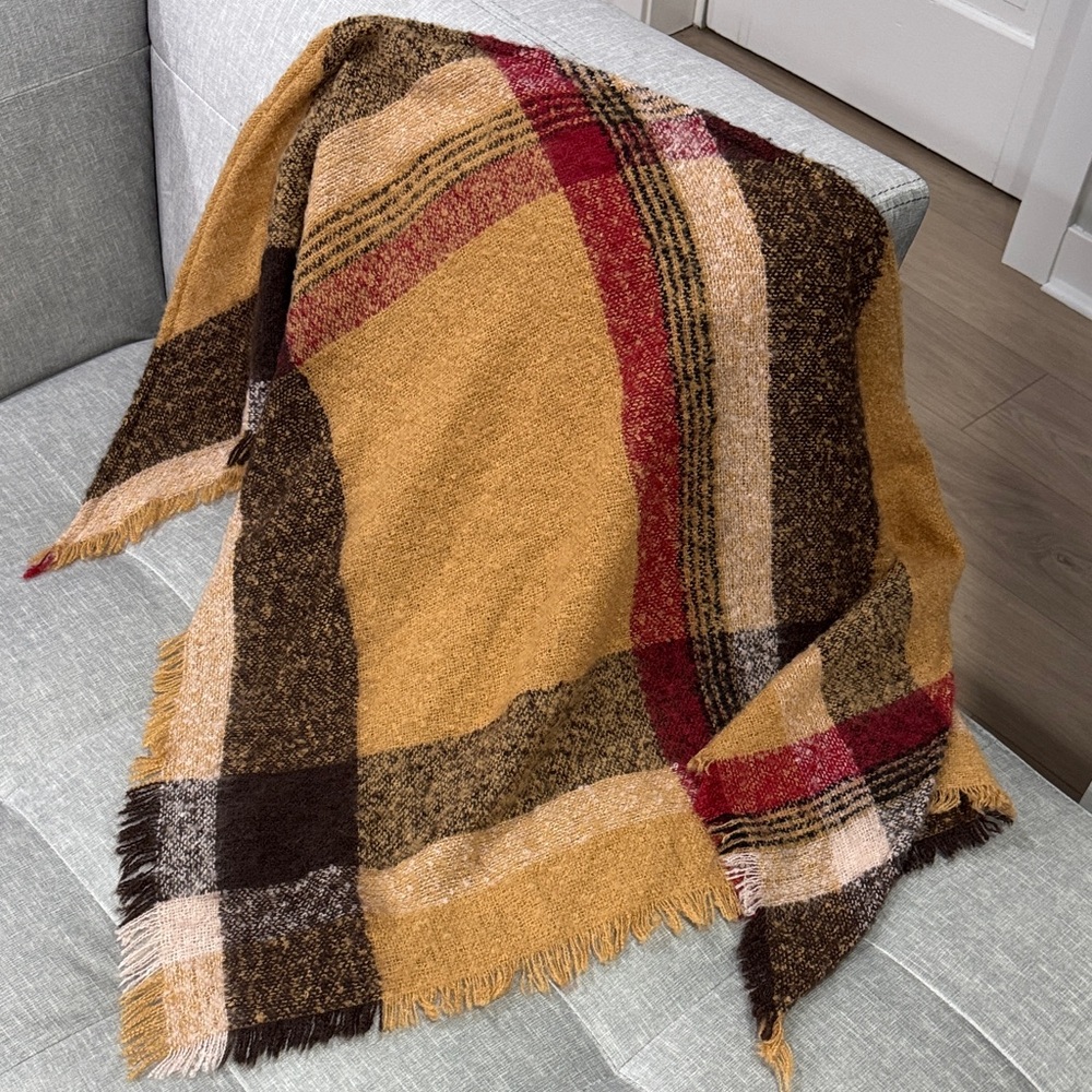 Women’s Plaid Wool Wrap in Fall Colors